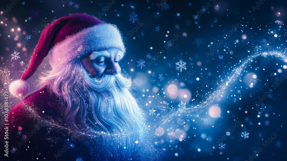 Abstract background with Santa Claus, futuristic wallpaper Abstract background with Santa Claus, futuristic wallpaper