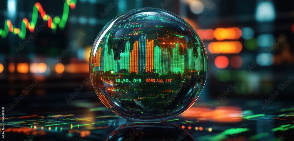 Futuristic Financial Analysis Concept with Digital Globe Futuristic Financial Analysis Concept with Digital Globe