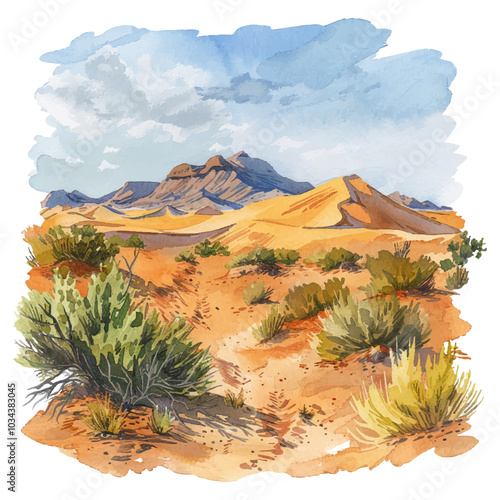 dune view vector illustration in watercolor style