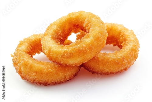 Fried donuts on a white surface