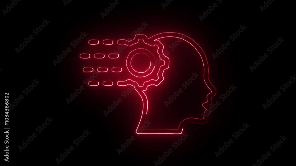 glowing neon capability icon isolated on black background. HD video motion graphic animation glowing neon capability icon isolated on black background. HD video motion graphic animation