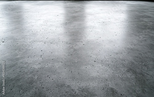 Smooth gray concrete floor in spacious industrial warehouse with soft lighting and minimalistic design