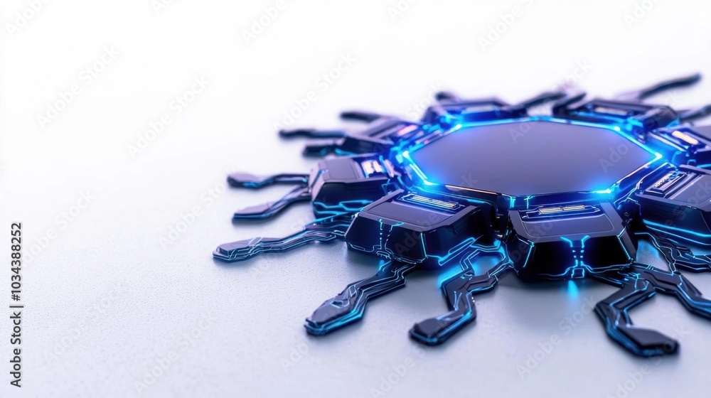 A photostock images of a digital matrix of glowing blue nodes and connecting lines on a clean white background High Quality A photostock images of a digital matrix of glowing blue nodes and connecting lines on a clean white background High Quality