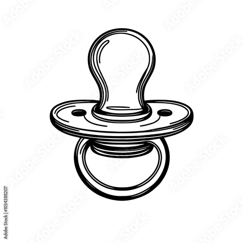 Beautiful closeup silicone baby pacifiers single continuous line vector illustration isolated on white background