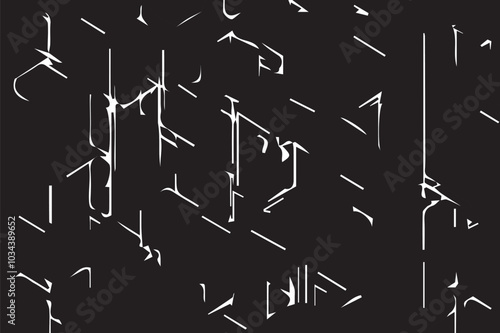 Seamless vector abstract pattern. white strokes on an black background