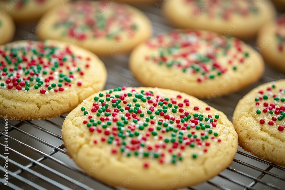 Close-up of Christmas Cookies with Red and Green Sprinkles Close-up of Christmas Cookies with Red and Green Sprinkles