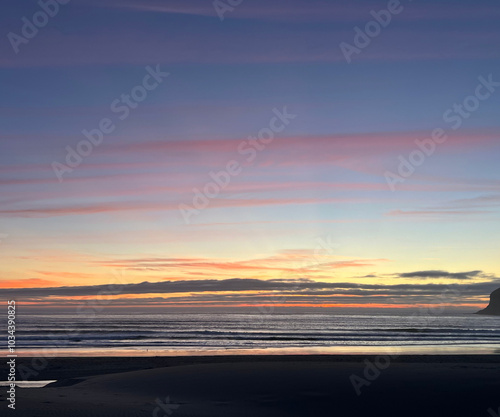 pink sunset at beach 