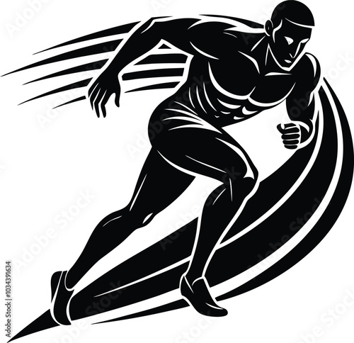 set of silhouettes of sprinter runner with different poses, gestures. isolated on white background. vector illustration.