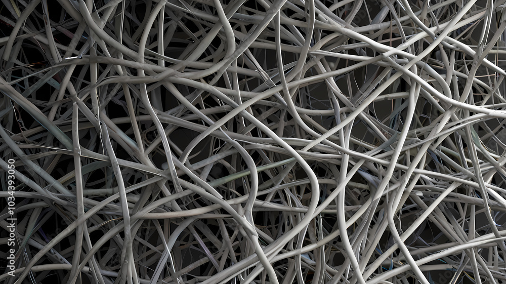 Thin, abstract lines forming a tangled pattern in light grey Thin, abstract lines forming a tangled pattern in light grey