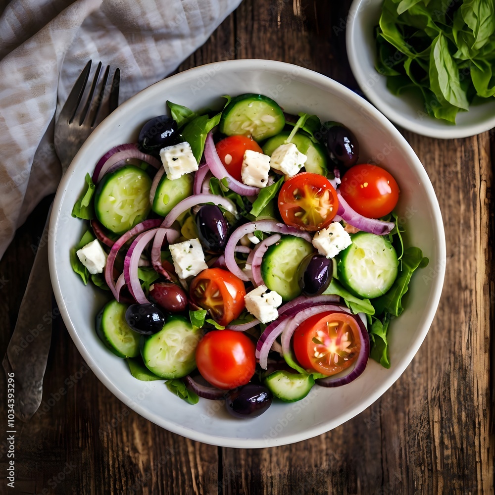Mediterranean Summer Salad with Fresh Vegetables and Feta Mediterranean Summer Salad with Fresh Vegetables and Feta