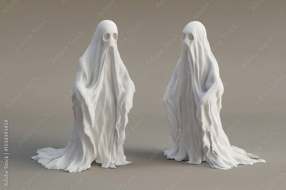 Two figures of ceramic ghosts. Two figures of ceramic ghosts.