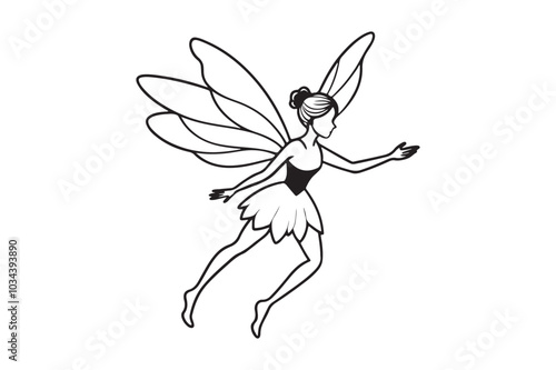 Fairy Flight Silhouette Vector Illustration, Fairy Flight Silhouette 