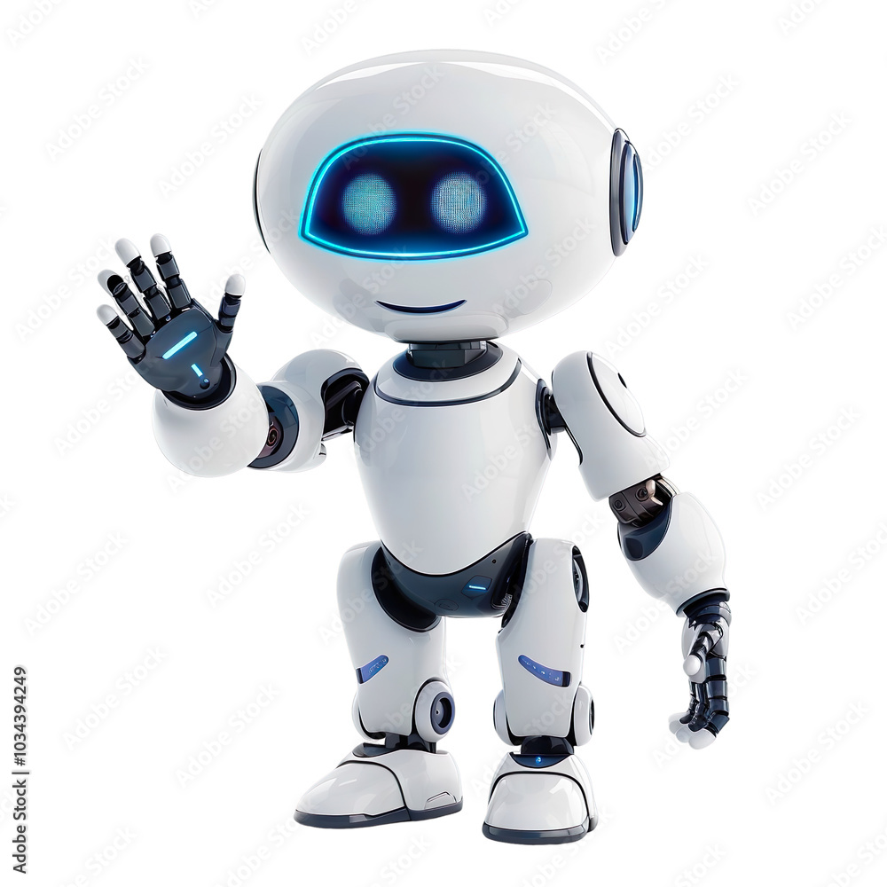 Ai Robot saying hi, hello, Bot Assistant isolated on a white background. Ai Robot saying hi, hello, Bot Assistant isolated on a white background.