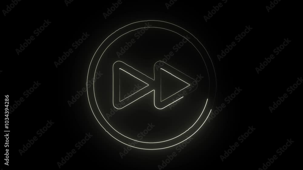 glowing neon fast forward icon isolated on black background. HD video motion graphic animation glowing neon fast forward icon isolated on black background. HD video motion graphic animation