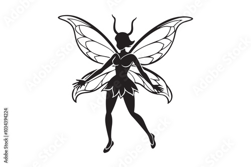 Fairy Flight Silhouette Vector Illustration, Fairy Flight Silhouette 