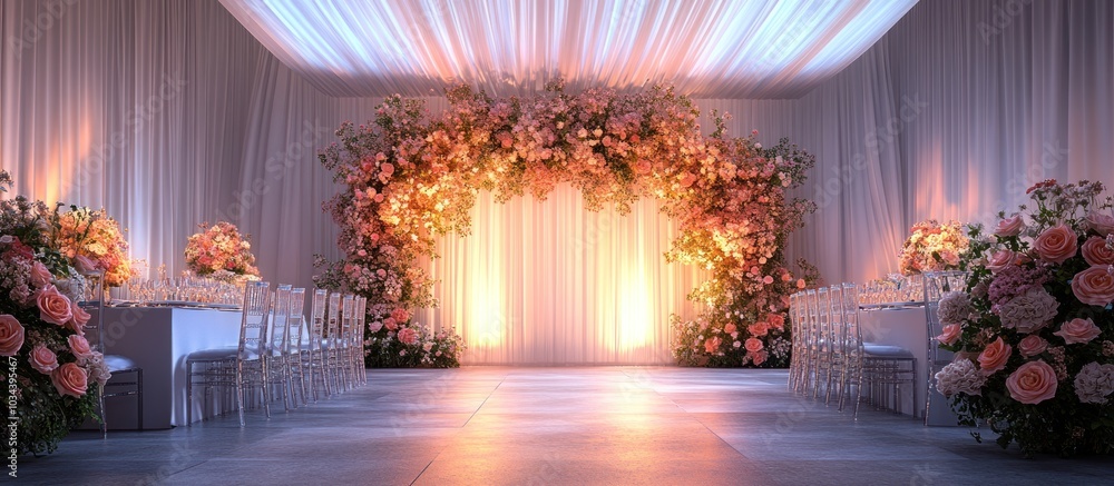 Wedding Ceremony Decor with Floral Arch Wedding Ceremony Decor with Floral Arch