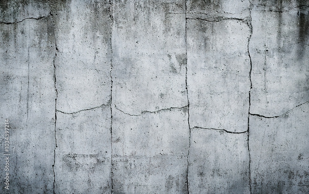 Cracked gray concrete wall surface with uneven texture showcasing industrial aesthetic qualities in an urban environment Cracked gray concrete wall surface with uneven texture showcasing industrial aesthetic qualities in an urban environment