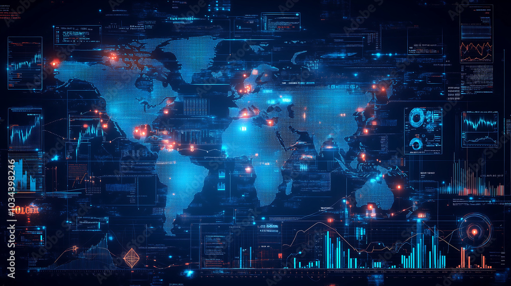 A digital world map set against a dark, minimalist background A digital world map set against a dark, minimalist background