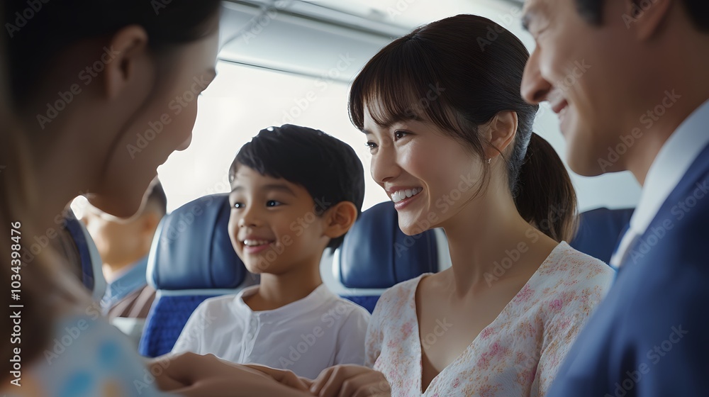 Happy Family Traveling Together on a Plane Happy Family Traveling Together on a Plane