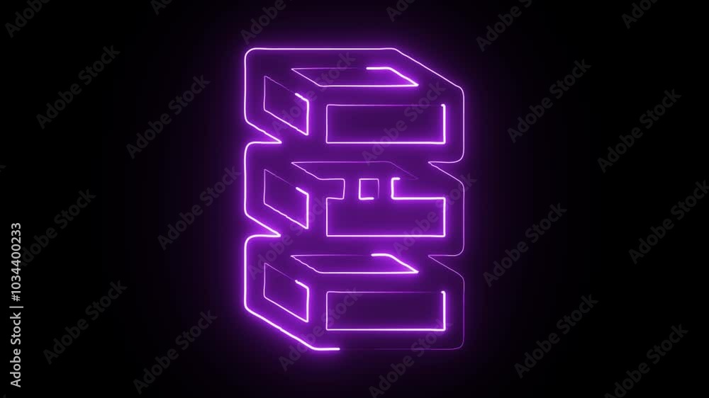 glowing neon layer icon isolated on black background. HD video motion graphic animation glowing neon layer icon isolated on black background. HD video motion graphic animation