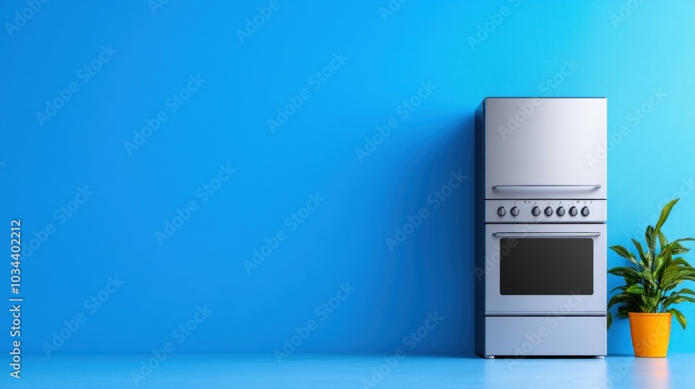 Modern kitchen with stainless steel appliances and minimalistic design, representing contemporary living and functionality Modern kitchen with stainless steel appliances and minimalistic design, representing contemporary living and functionality