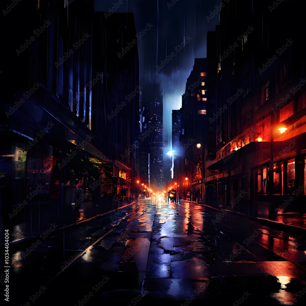 rainy night view of the city rainy night view of the city