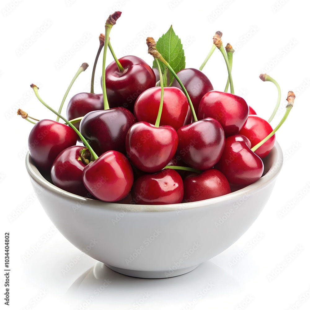 cherries in a bowl isolated on white background cherries in a bowl isolated on white background