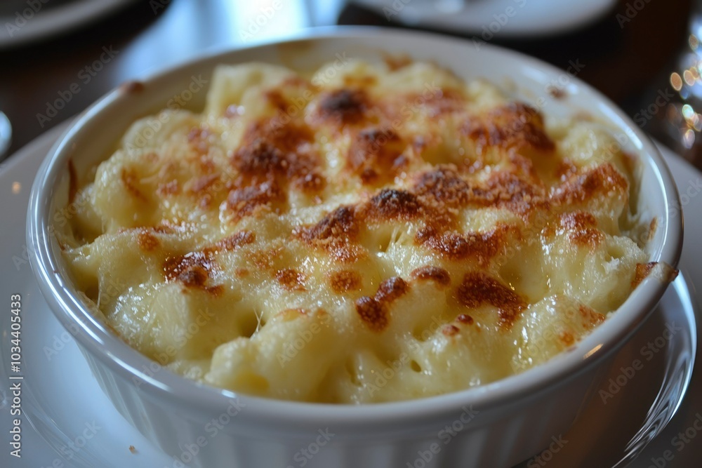 Close-up of a Creamy, Golden-Brown Macaroni and Cheese Dish Close-up of a Creamy, Golden-Brown Macaroni and Cheese Dish