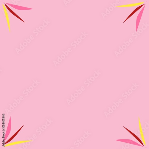Minimalist pink background with abstrak leaf corner design 