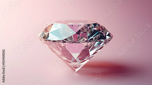 3D illustration of a clear diamond on a plain background 