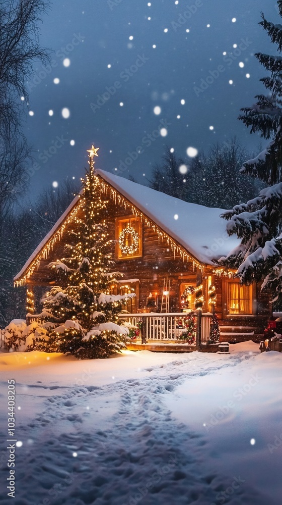 Front house in holiday season decorated