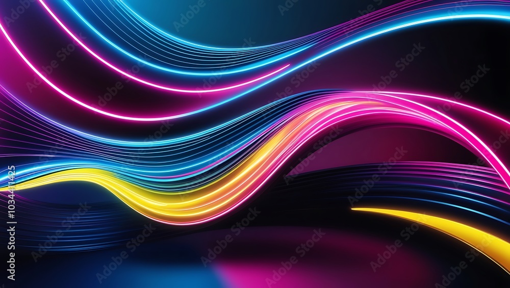 Abstract neon wave background. Generative Ai. Abstract neon wave background. Generative Ai.