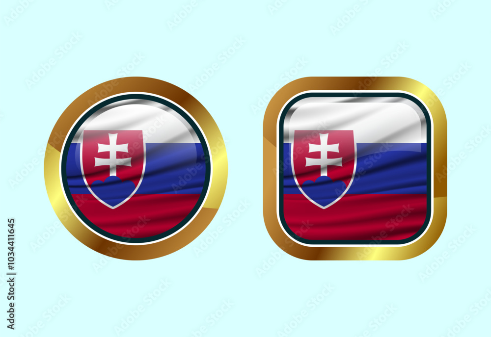 Obraz premium Glossy flag button of Slovakia, High quality web button design