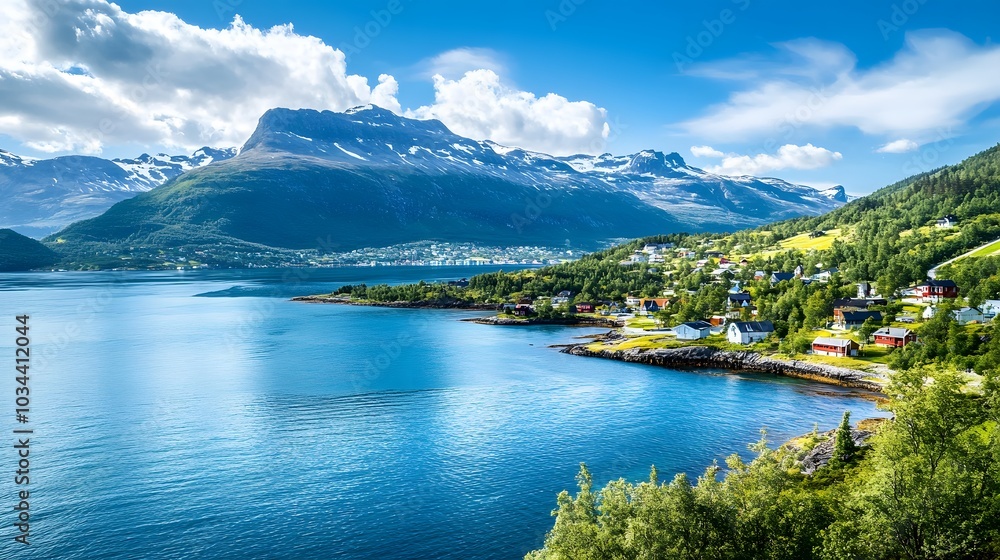 Fototapeta premium Norway, Narvik bay panorama view.
