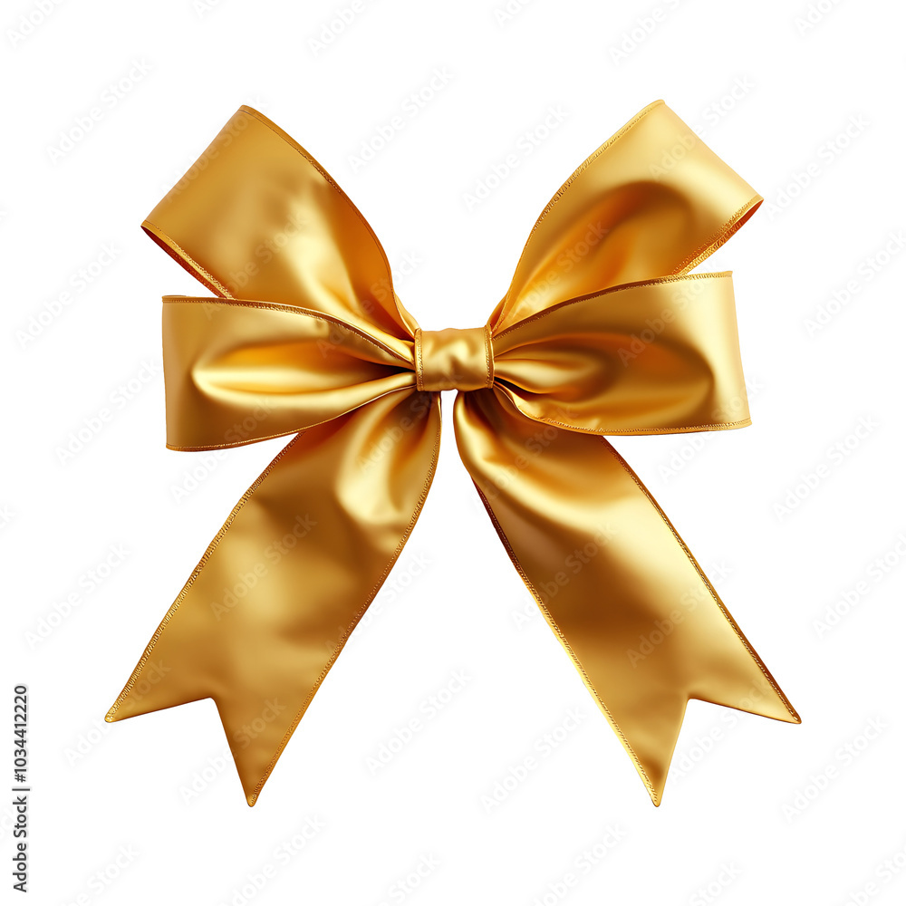 Golden bow isolated on a white and transparent background. Golden bow isolated on a white and transparent background.