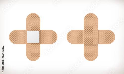 Realistic beige medical plaster for bandages, wounds, calluses.Vector illustration on a white background.