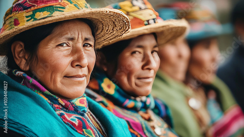 Portrait of an indigenous quechua woman with Copyspace