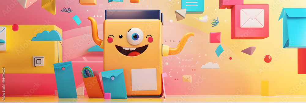 Fototapeta premium Friendly and Efficient Zip File Illustration Representing Data Compression and Organization