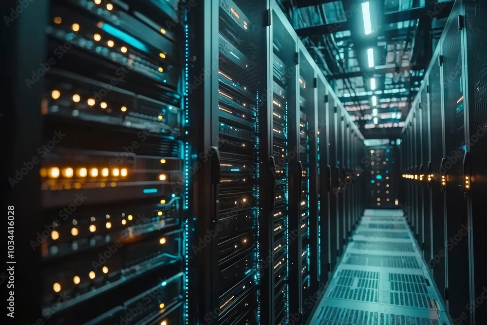 Illuminated Server Racks in a Modern Data Center Illuminated Server Racks in a Modern Data Center
