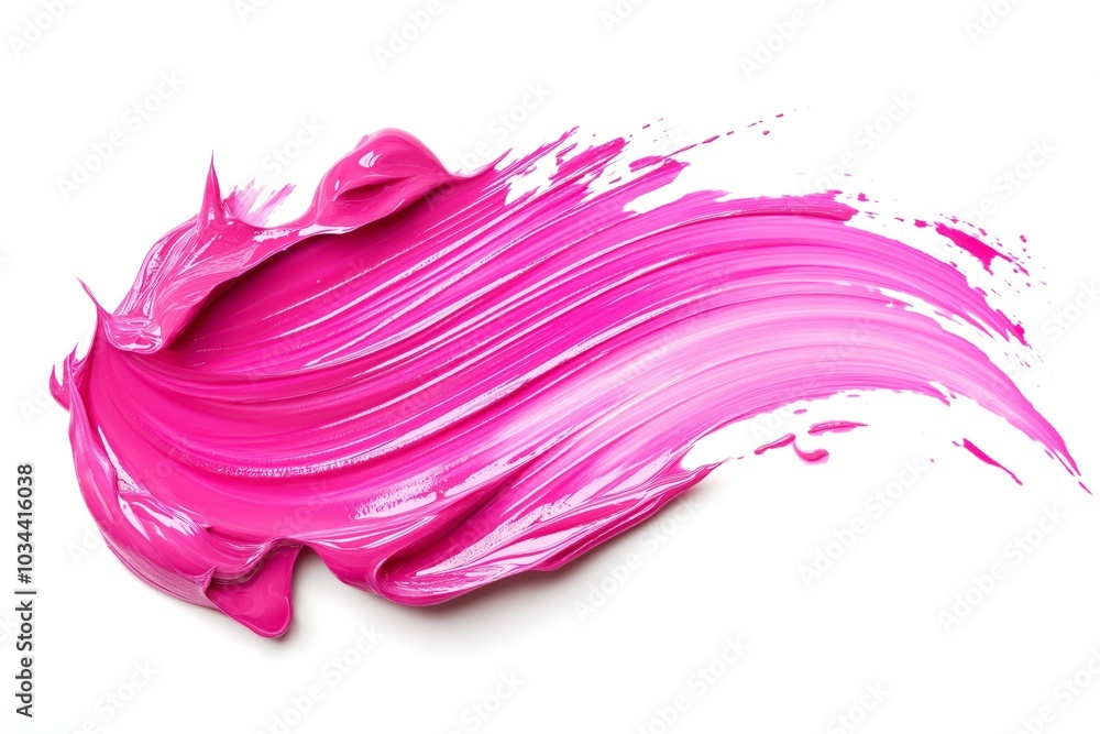 Pink paint stroke with smooth, curving texture and flowing movement on a white background, evoking a sense of grace and vibrancy Pink paint stroke with smooth, curving texture and flowing movement on a white background, evoking a sense of grace and vibrancy