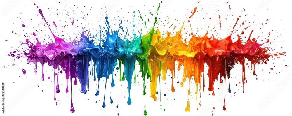 Fototapeta premium Vibrant and colorful paint splatter illustration with a rainbow gradient effect for creative design and artistic inspiration