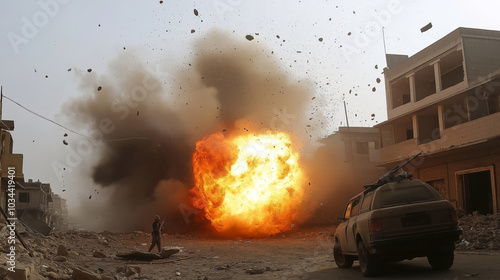 A shell fired by the Houthi militia destroys a house in the city of Taiz photo