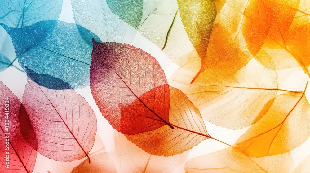 Vibrant Translucent Leaves Background with Bold Colors Vibrant Translucent Leaves Background with Bold Colors