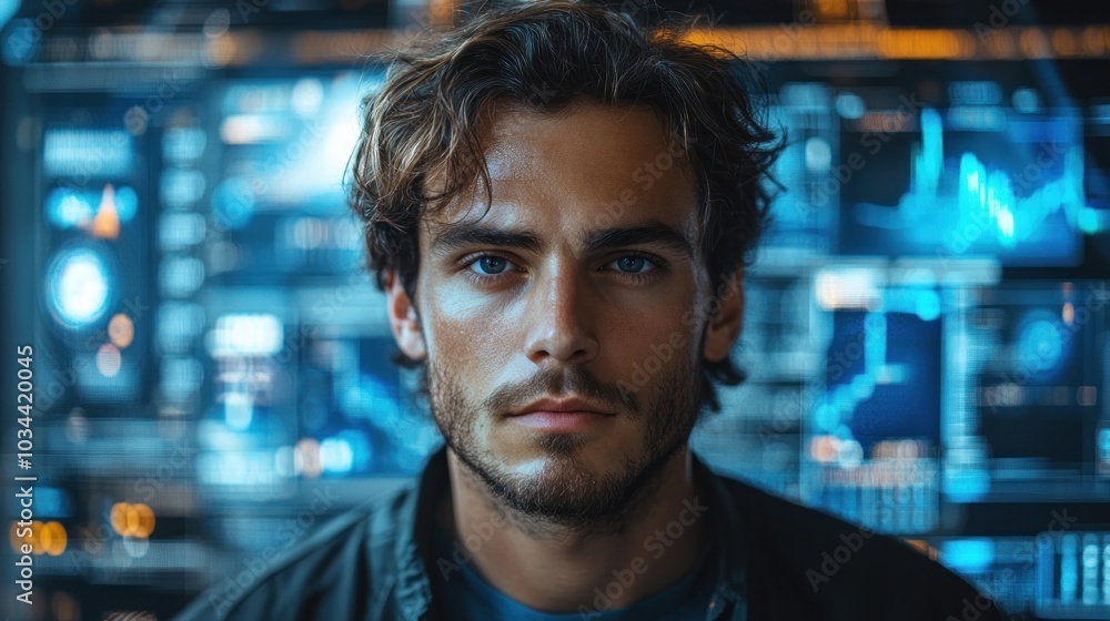 Man Looking at Screen