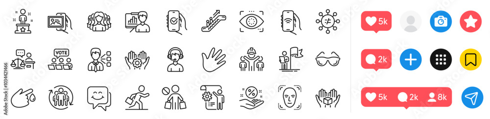 Leadership, Engineering team and Teamwork line icons pack. Social media icons. Online voting, Presentation board, Blood donation web icon. Vector Leadership, Engineering team and Teamwork line icons pack. Social media icons. Online voting, Presentation board, Blood donation web icon. Vector