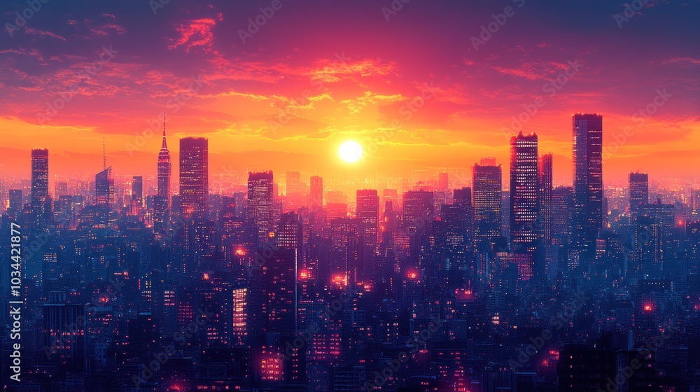 Fototapeta premium Cityscape Sunset