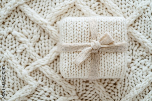 Luxury White Gift Box with Knitted Design for Festive Holiday Celebration