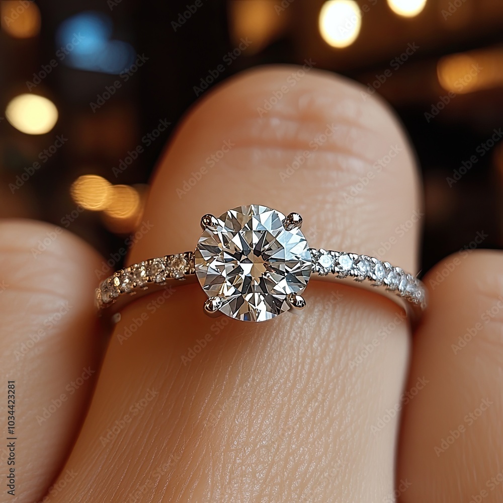 This image showcases an elegant diamond ring with a sparkling intricate design, featuring a central diamond embraced by a halo of smaller diamonds on a silver band with detail. This image showcases an elegant diamond ring with a sparkling intricate design, featuring a central diamond embraced by a halo of smaller diamonds on a silver band with detail.