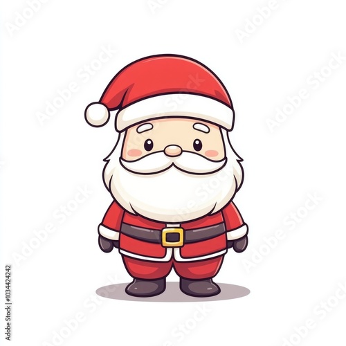 Cheerful Santa Claus Cartoon Illustration for Christmas Greeting Card