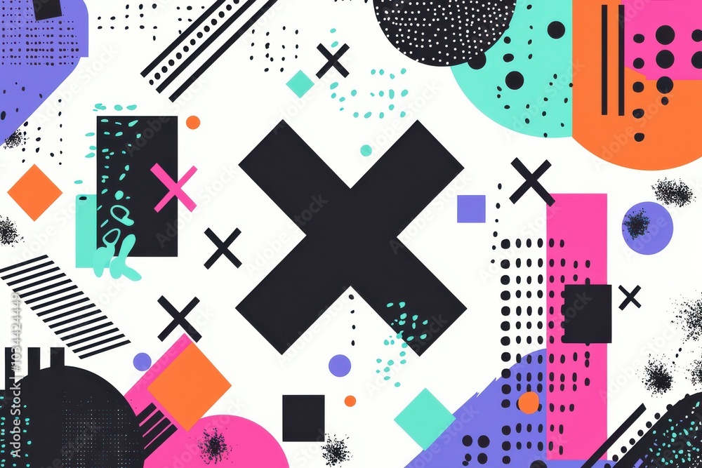 Fototapeta premium Colorful geometric abstract design with vibrant shapes and bold patterns for modern graphic artwork and creative backgrounds